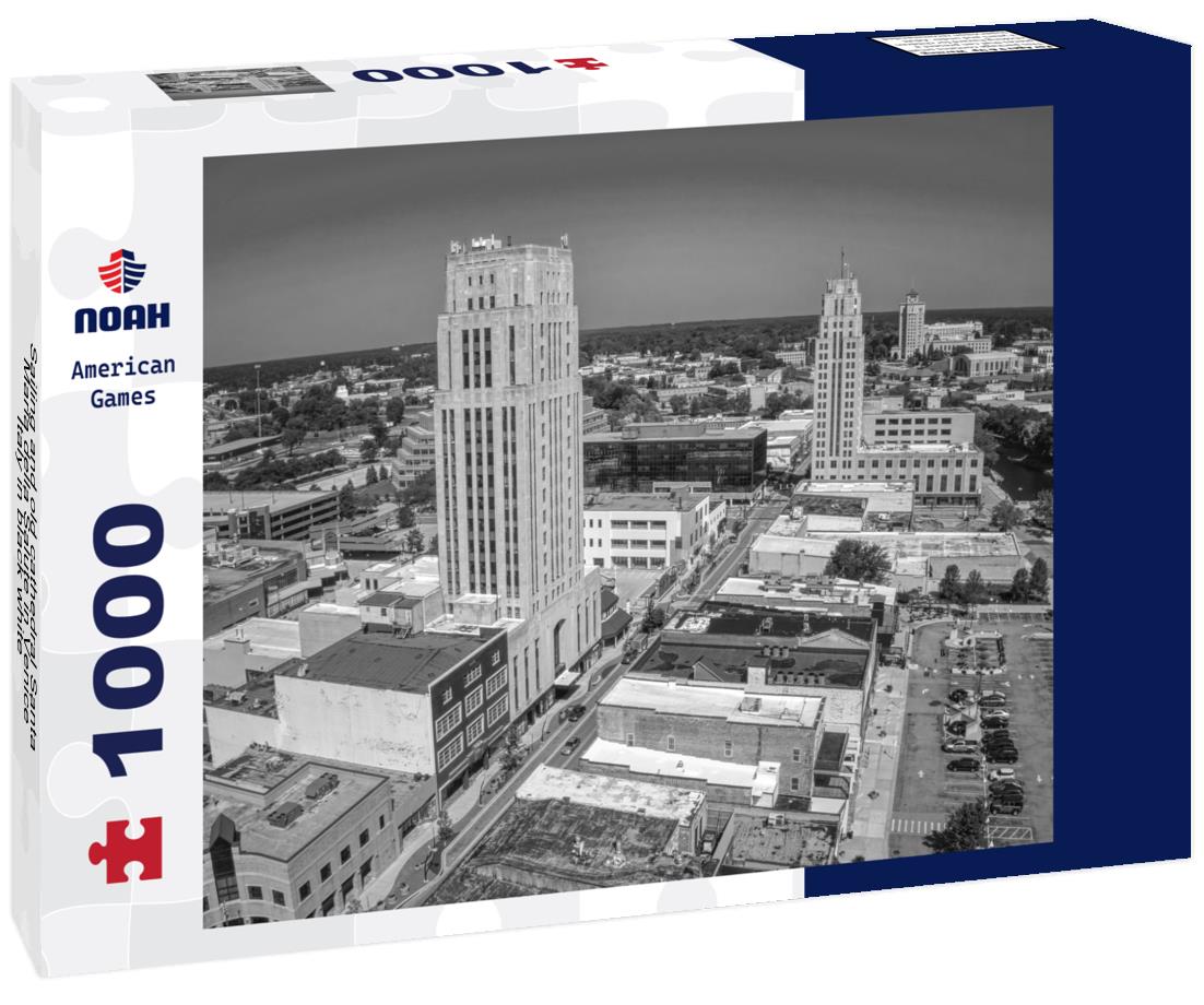 Noah Jigsaw Puzzle Sailing and old cathedral Santa Maria della Salute in Venice, Italy in black white 1000 pieces