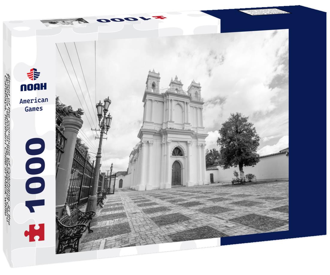 Noah Jigsaw Puzzle Street of the commune of Colchane, in the Tarapaca region, in the background Cerro Carabaya, northern Chile in black white 1000 pieces