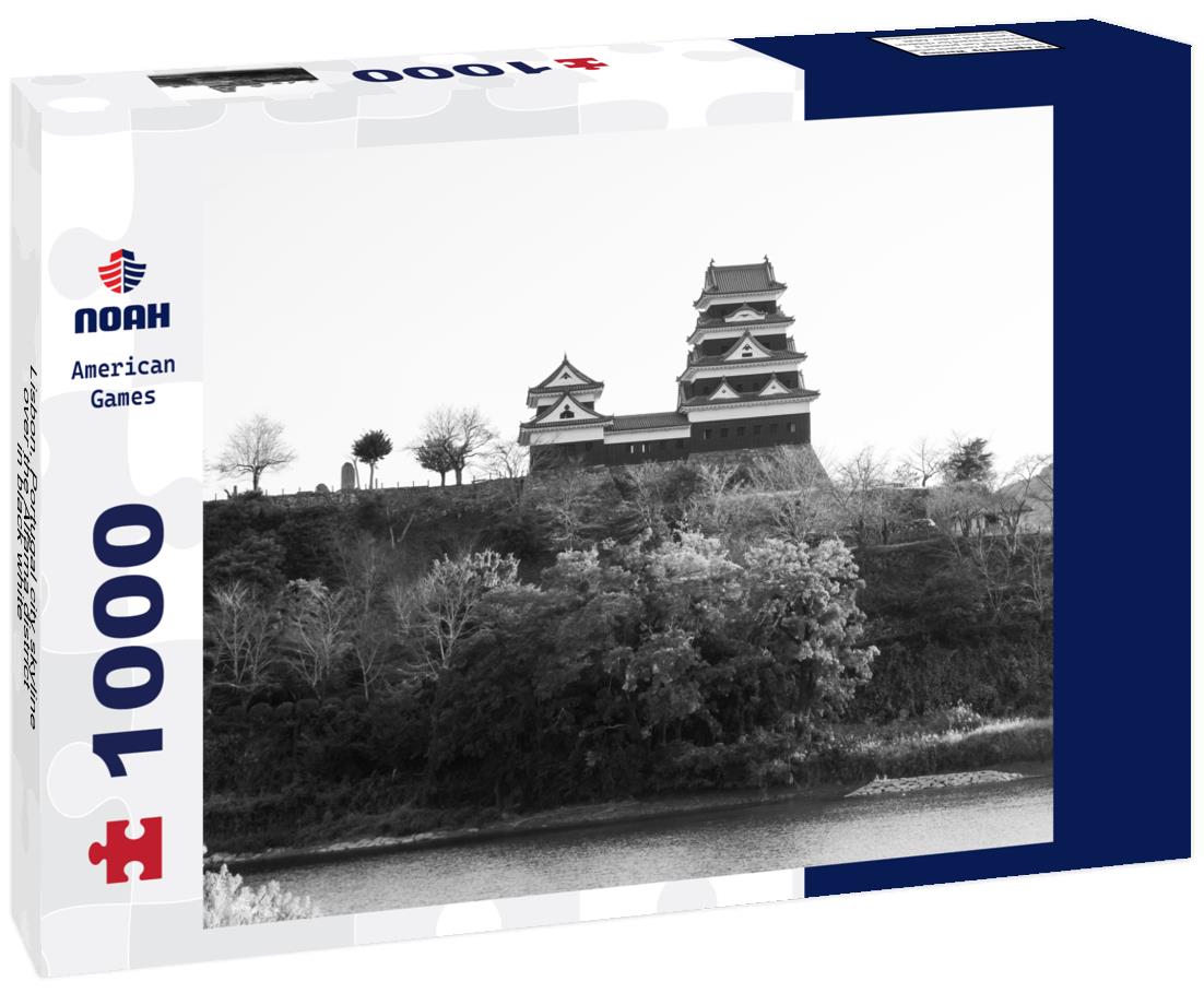 Noah Jigsaw Puzzle Lisbon, Portugal city skyline over the Alfama district in black white 1000 pieces