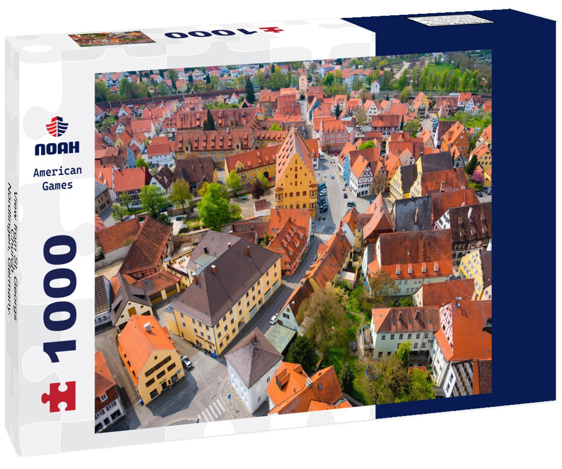 Nördlingen, Germany, is viewed from St. Georgs Church using a tilt-shift effect. 1000pc PuzzleBlack and White