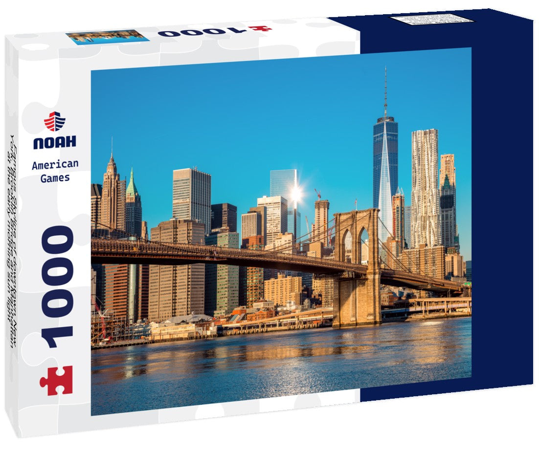 Noah Jigsaw Puzzle Famous Skyline of downtown New York, Brooklin Bridge and Manhattan at the early morning sun light , New York City, USA 1000 pieces