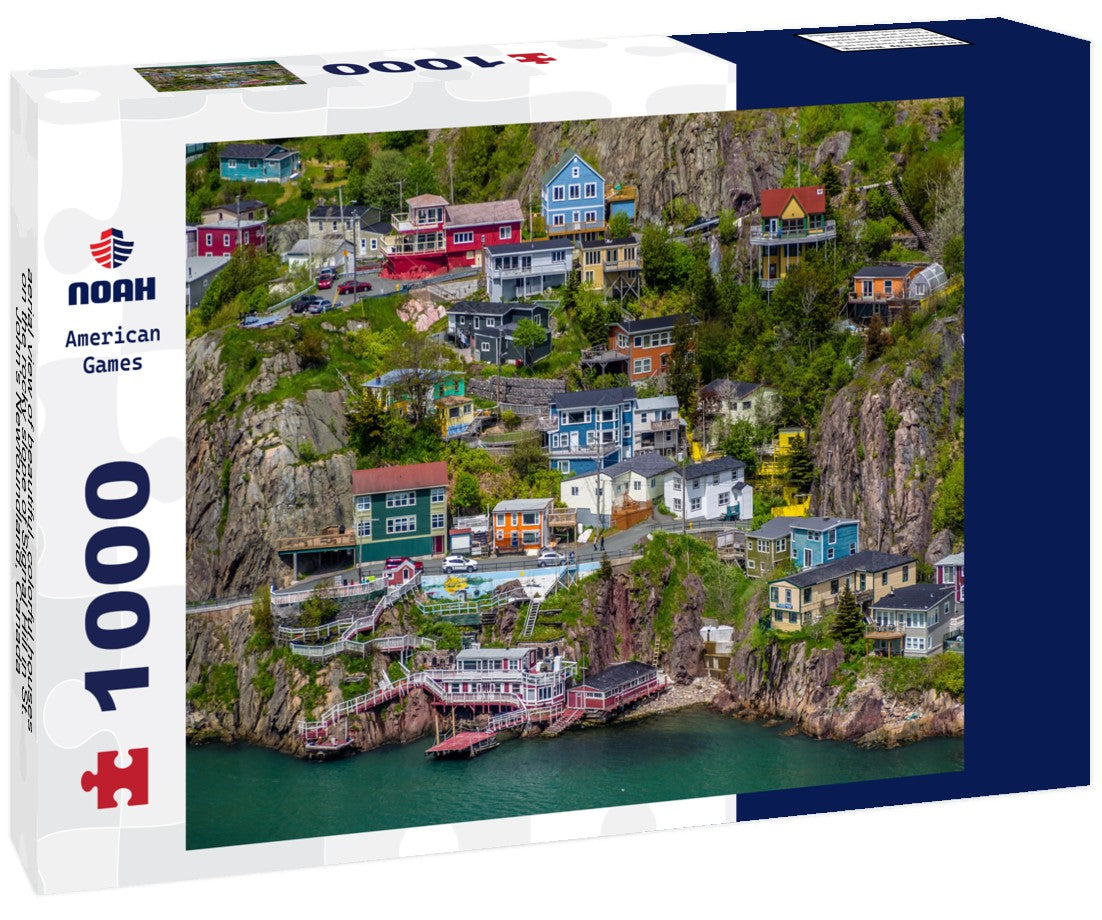 Noah Jigsaw Puzzle aerial view of beautiful, colorful houses on the rocky slope of Signal Hill in St. John's Newfoundland, Canada 1000 pieces