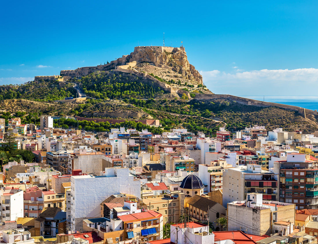 Santa Barbara Castle on Mount Benacantil overlooks Alicante, Spain. 1000pc PuzzleBlack and White