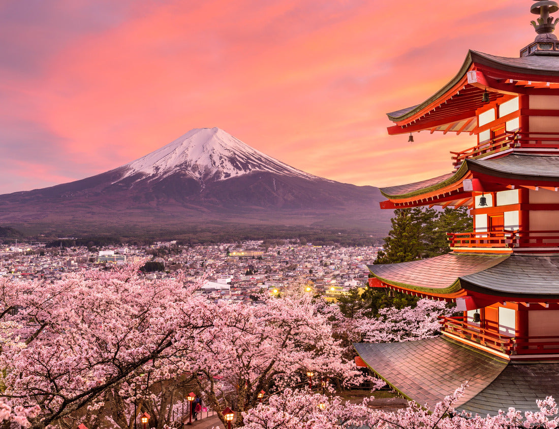 Noah Jigsaw Puzzle Fujiyoshida, Japan at Chureito Pagoda and Mt. Fuji in the spring with cherry blossoms 1000 pieces
