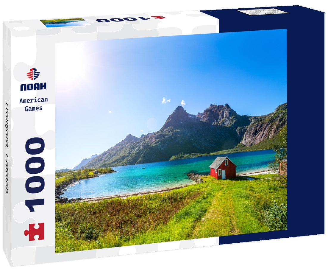 A scenic view of the Trollfjord is seen in Lofoten, Norway. 1000pc PuzzleBlack and White