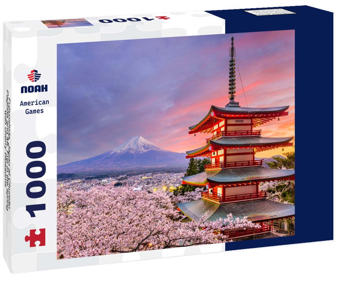 Noah Jigsaw Puzzle Fujiyoshida, Japan at Chureito Pagoda and Mt. Fuji in the spring with cherry blossoms 1000 pieces