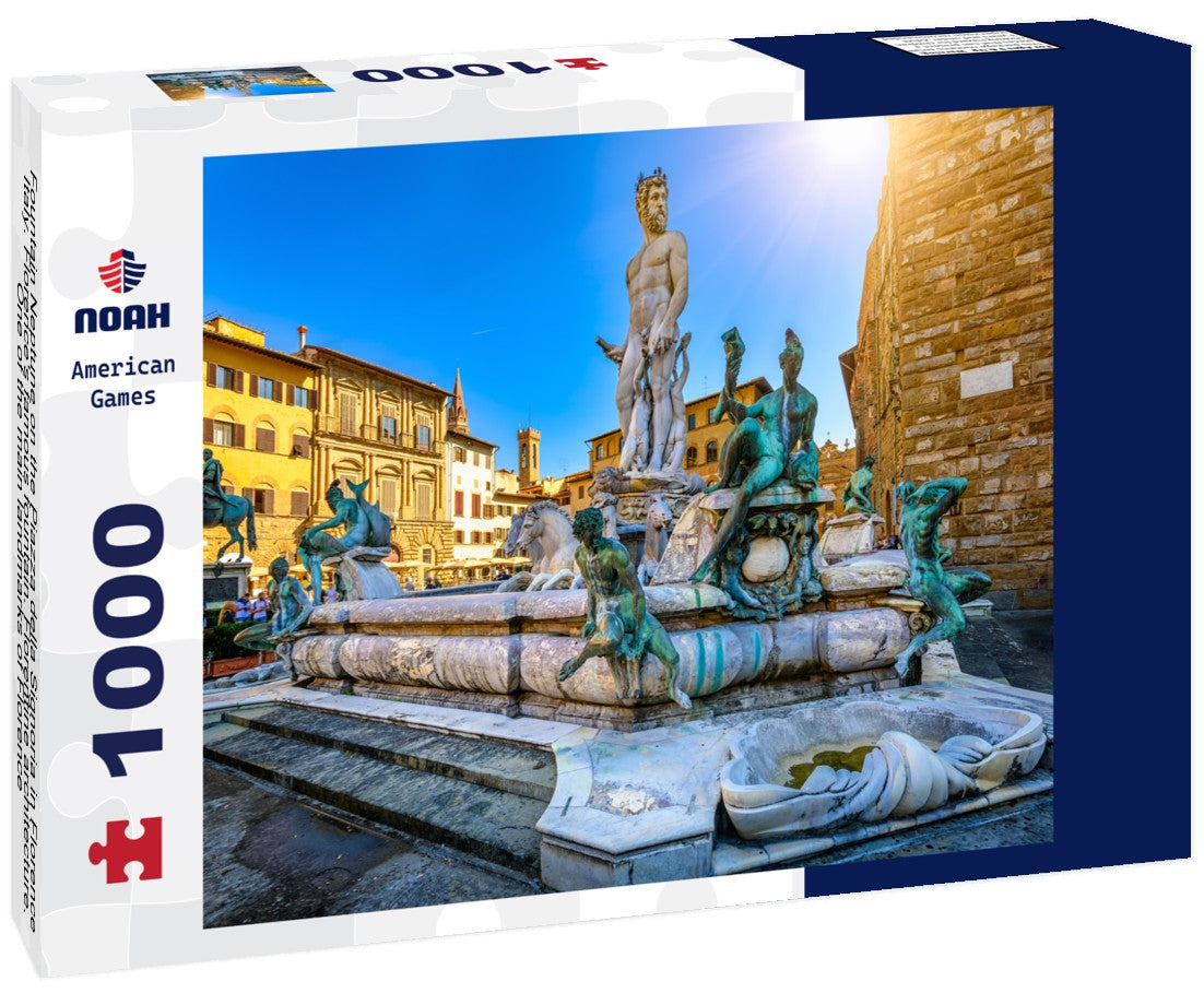 Noah Jigsaw Puzzle Fountain Neptune on the Piazza della Signoria in Florence, Italy. Florence's famous fountain. Florentine architecture. One of the main landmarks of Florence 1000 pieces