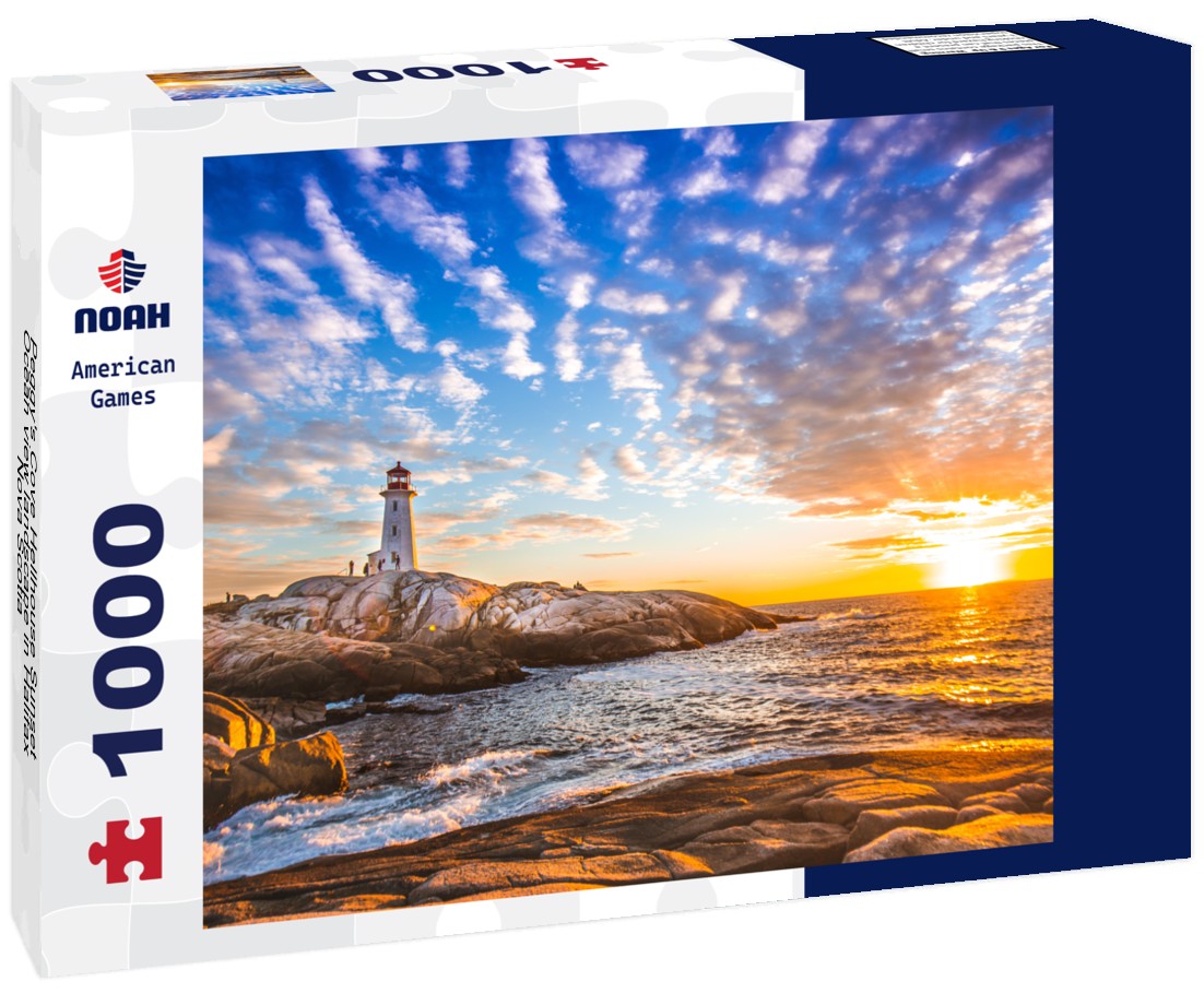 Noah Jigsaw Puzzle Peggy's Cove Hellhouse Sunset Ocean view landscape in Halifax, Nova Scotia 1000 pieces