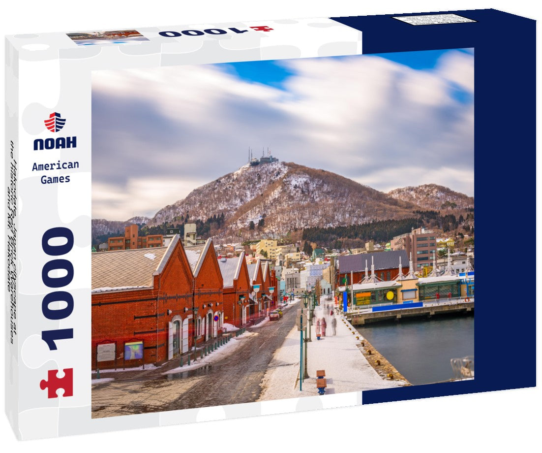 Noah Jigsaw Puzzle Hakodate, Japan cityscape at the historic Red Brick Warehouses and Mt. Hakodate 1000 pieces
