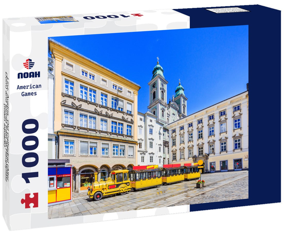 Noah Jigsaw Puzzle Linz, Austria. Old Cathedral (Alter Dom) and tourist train at Hauptplatz (main square) 1000 pieces