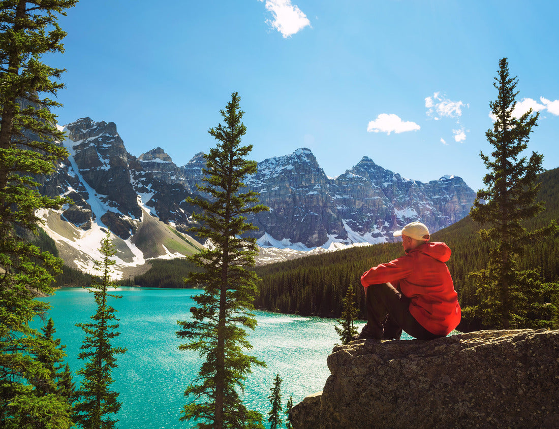 Noah Jigsaw Puzzle Hiking trail with view of Lake Moraine in Banff National Park, Alberta, Canada, with snow-capped peaks of the Canadian Rockies in the background 1000 pieces