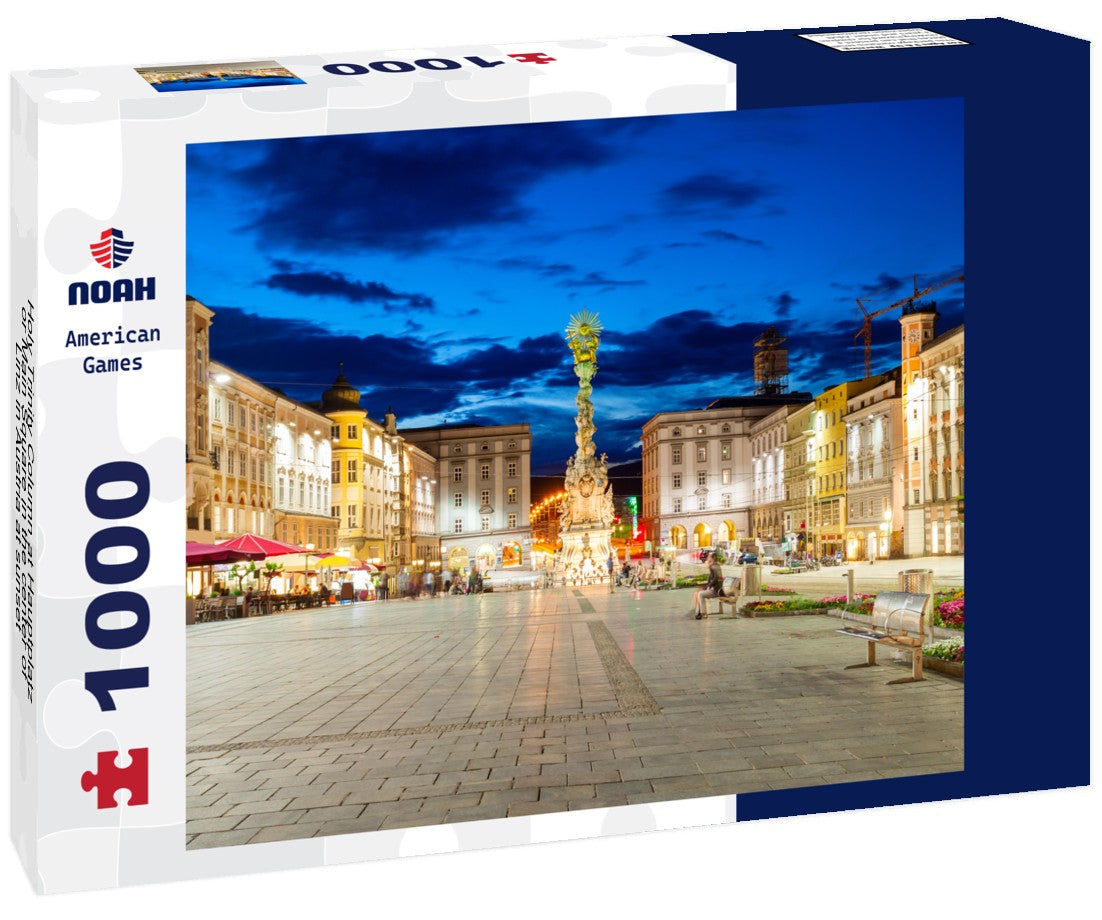 Noah Jigsaw Puzzle Holy Trinity Column at Hauptplatz or Main Square in the center of Linz in Austria at sunset 1000 pieces