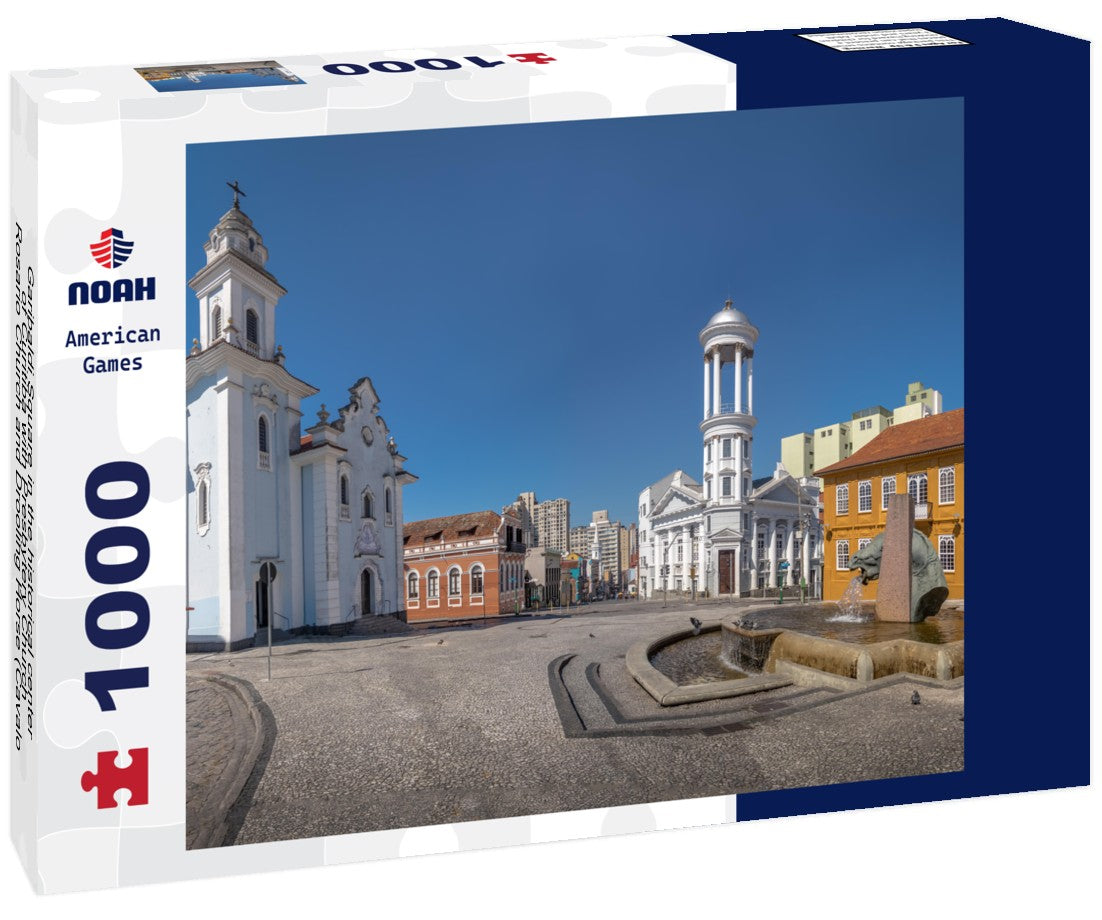 Noah Jigsaw Puzzle Garibaldi Square in the historical center of Curitiba with Presbytery Church, Rosario Church and Drooling Horse (Cavalo Babao) Fountain - Curitiba, Parana, Brazil 1000 pieces