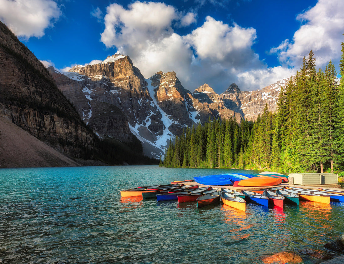 Noah Jigsaw Puzzle Canoes on Moraine Lake, Banff National Park in the Rocky Mountains, Alberta, Canada 1000 pieces