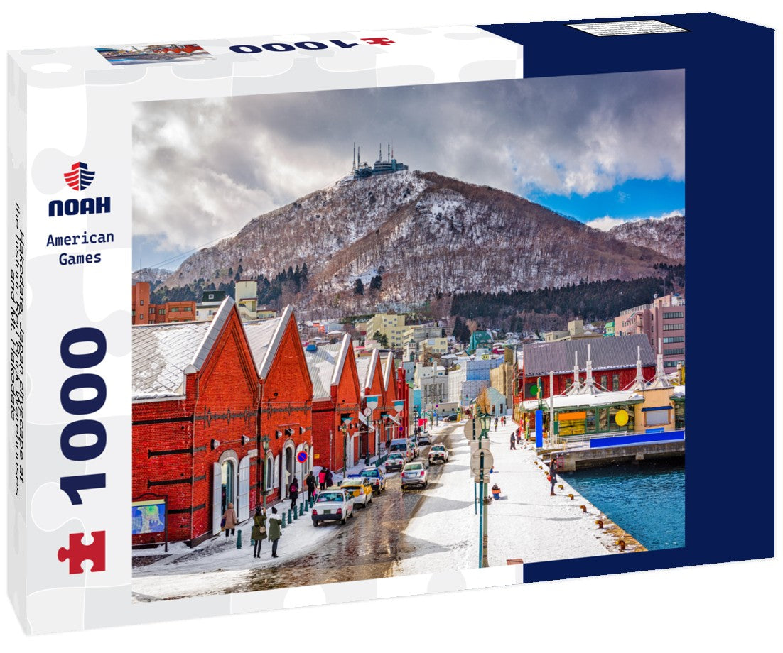 Noah Jigsaw Puzzle Hakodate, Japan cityscape at the historic Red Brick Warehouses and Mt. Hakodate 1000 pieces