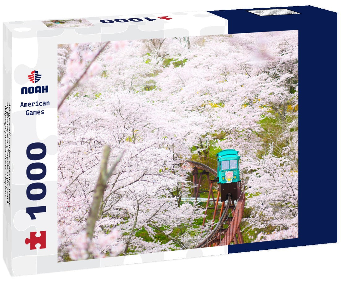 Noah Jigsaw Puzzle Monorail under sakura trees at Funaoka Castle ruin park, Miyagi prefecture, Japan 1000 pieces
