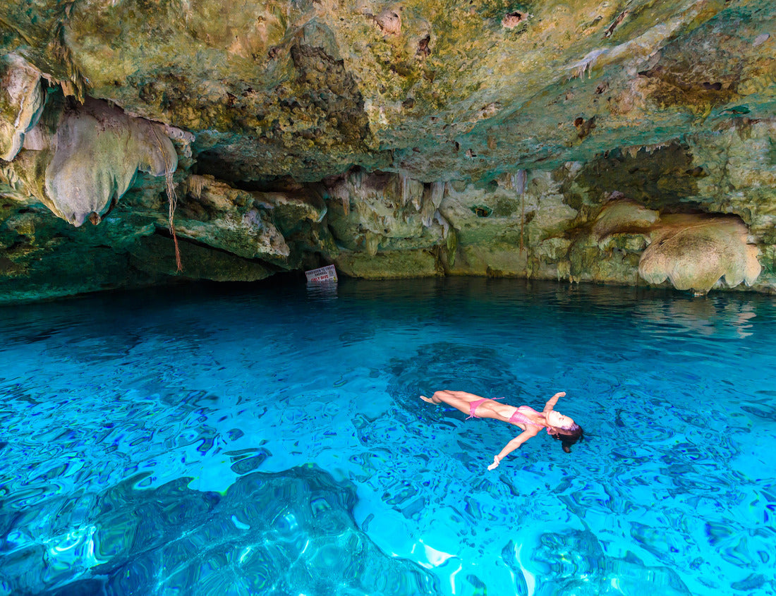 Noah Jigsaw Puzzle Cenote Dos Ojos in Quintana Roo, Mexico. People swimming and snorkeling in clear blue water. This cenote is located near Tulum on the Yucatan Peninsula, Mexico 1000 pieces