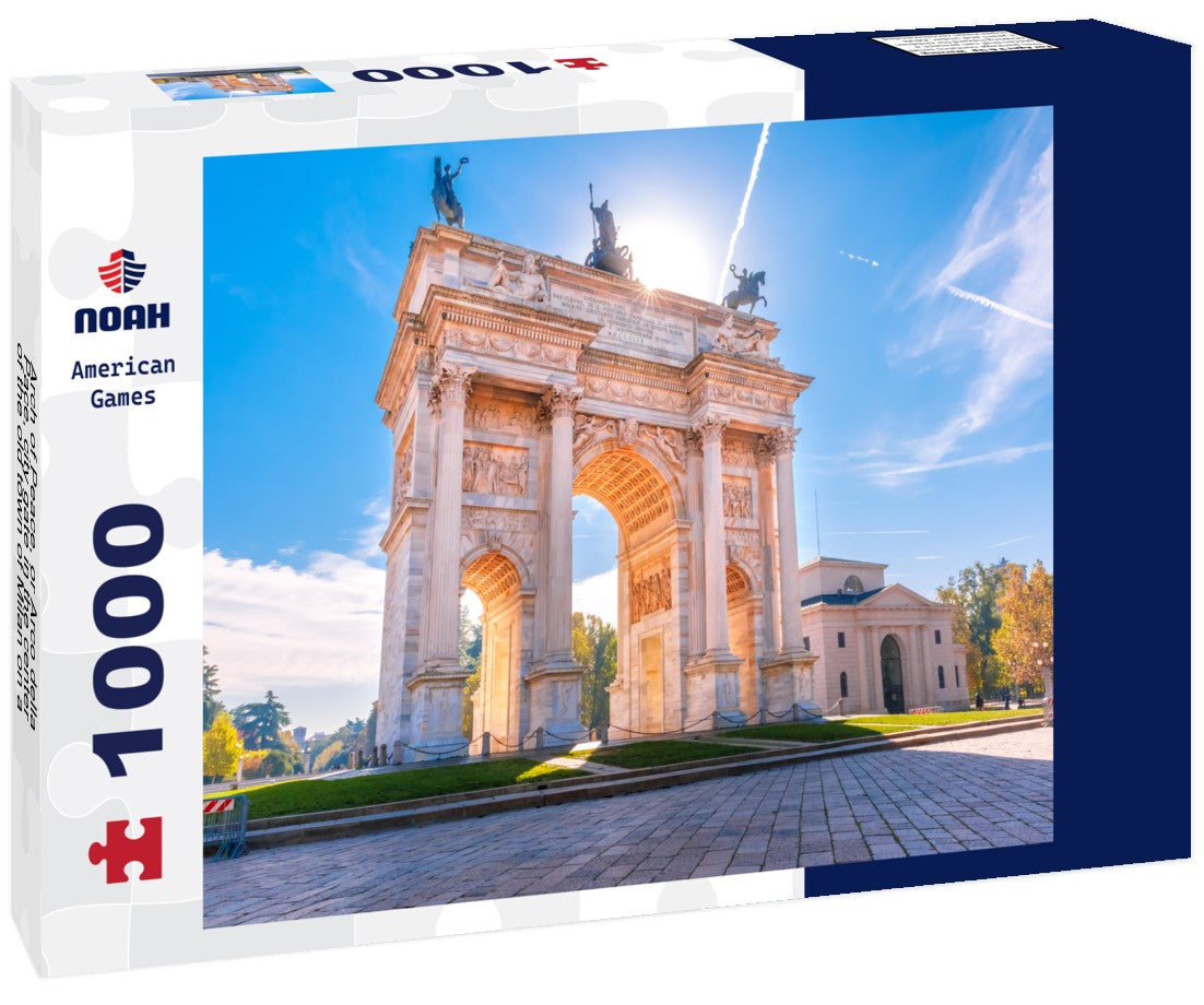 Noah Jigsaw Puzzle Arch of Peace, or Arco della Pace, city gate in the center of the old town of Milan on a sunny day, Lombardy, Italy 1000 pieces