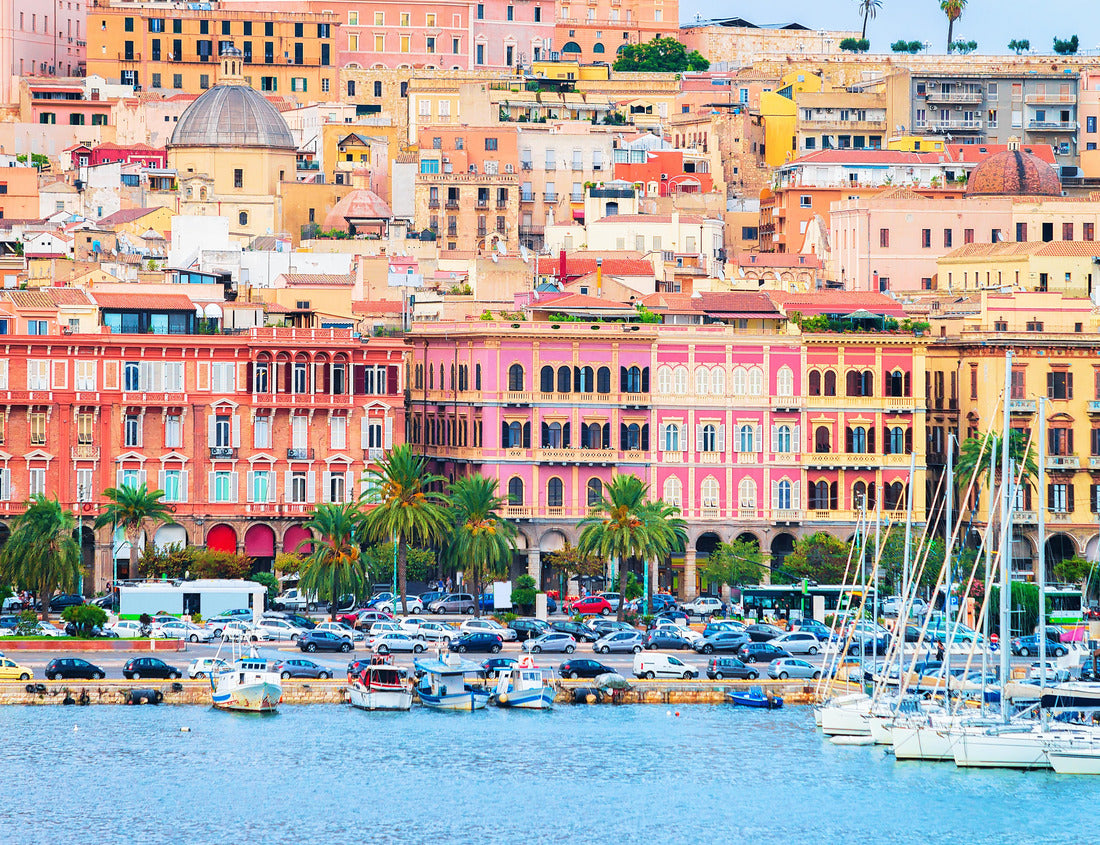 Noah Jigsaw Puzzle Cityscape with marina in the Mediterranean Sea in Cagliari, Sardinia, Italy 1000 pieces