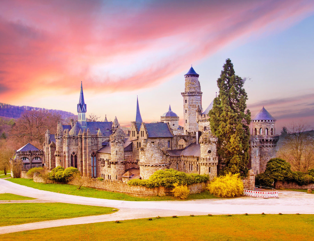 Noah Jigsaw Puzzle Magical landscape with medieval Lion castle or Lowenburg in Wilhelmshoehe Castle Park in Kassel, Germany, Europe at dawn 1000 pieces