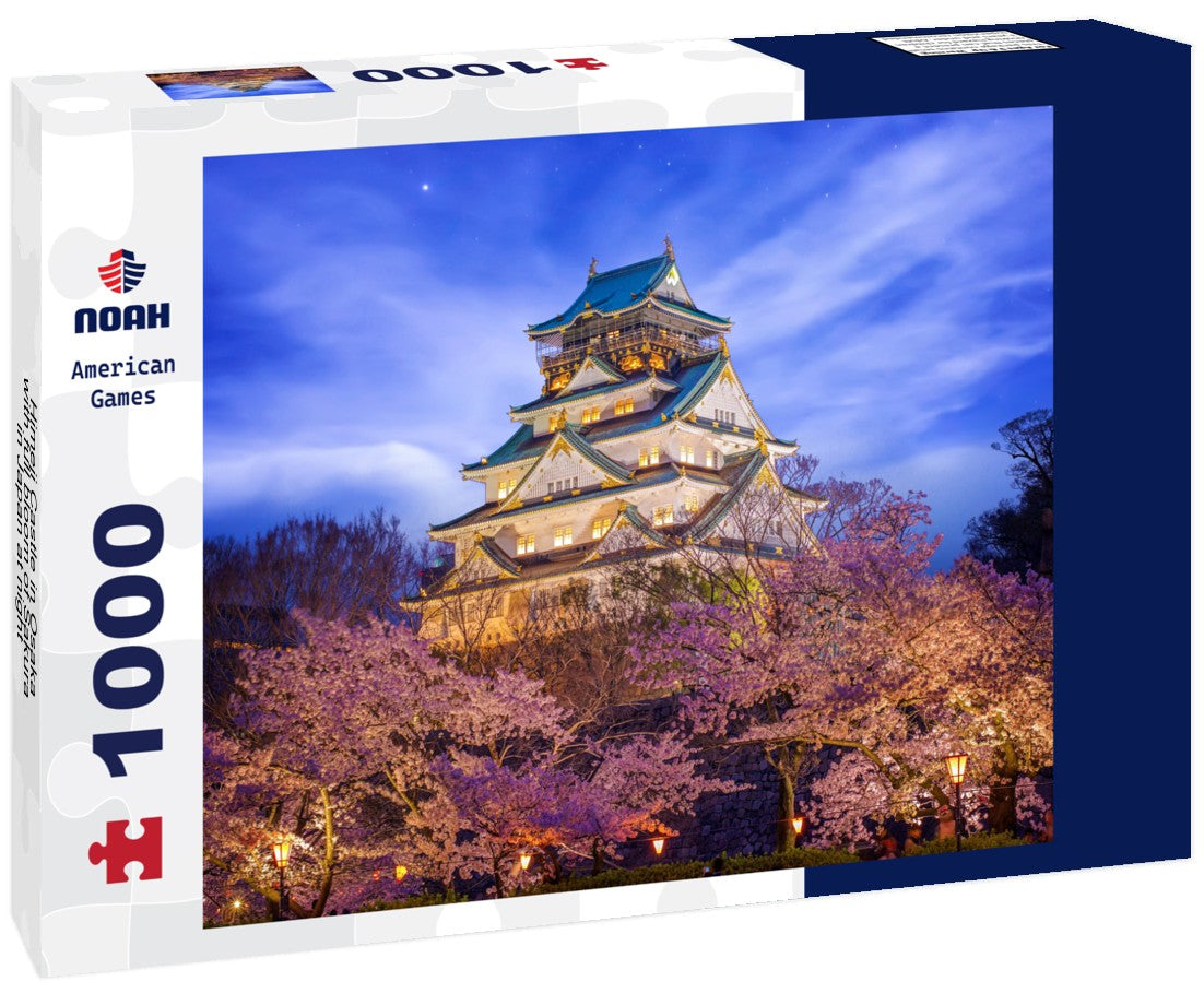 Noah Jigsaw Puzzle Himeji Castle in Osaka with full bloom of Sakura in Japan at night 1000 pieces