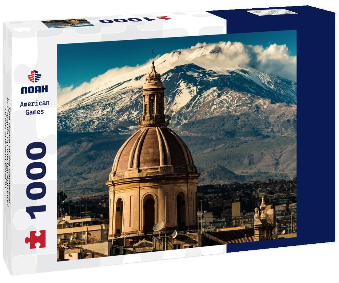 Noah Jigsaw Puzzle The dome of the cathedral in Catania on the background of the volcano Etna in the snow 1000 pieces