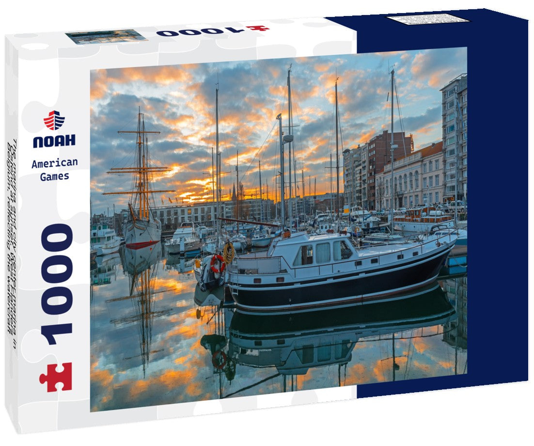 Noah Jigsaw Puzzle The marina and city center marina in Ostend at sunset, West Flanders, Belgium, reflecting the watercraft 1000 pieces