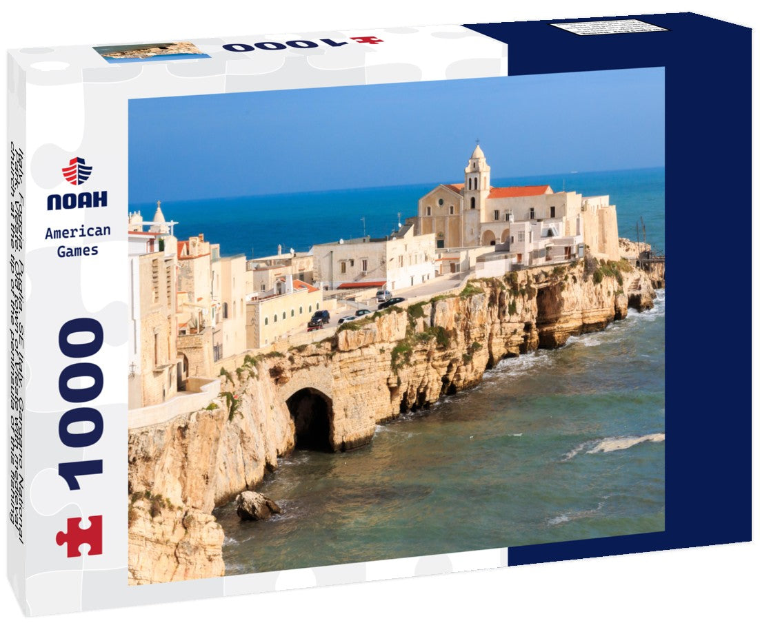 Noah Jigsaw Puzzle Italy, Foggia, Puglia, SE Italy, Gargano National Park, Vieste. Old town of Vieste with medieval church at the tip of the peninsula of this fishing village in Gargano, Puglia, Italy 1000 pieces
