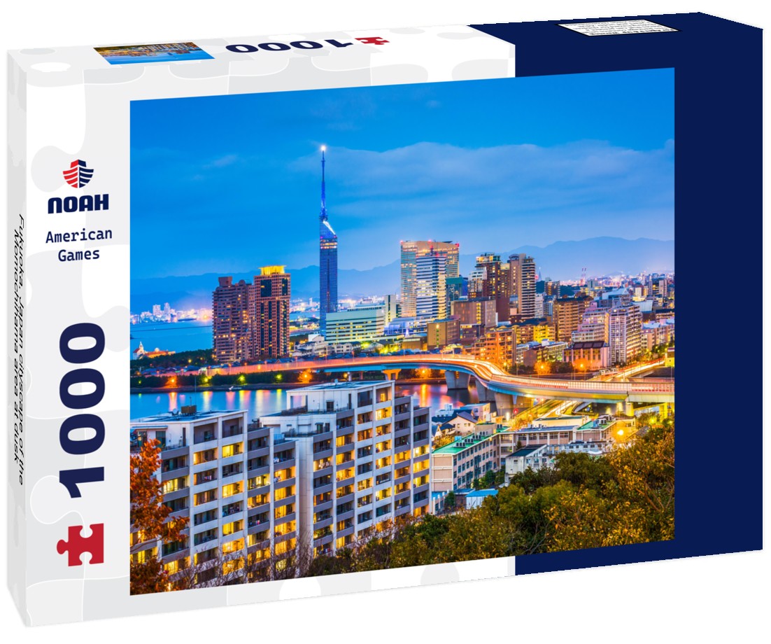 Noah Jigsaw Puzzle Fukuoka, Japan cityscape of the Momochihama area at dusk 1000 pieces