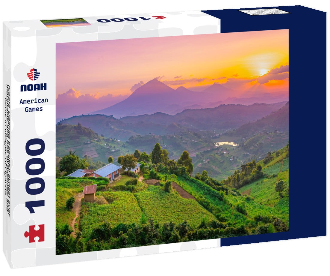 Noah Jigsaw Puzzle Kisoro Uganda beautiful sunset over mountains and hills of pastures and farms in villages of Uganda 1000 pieces