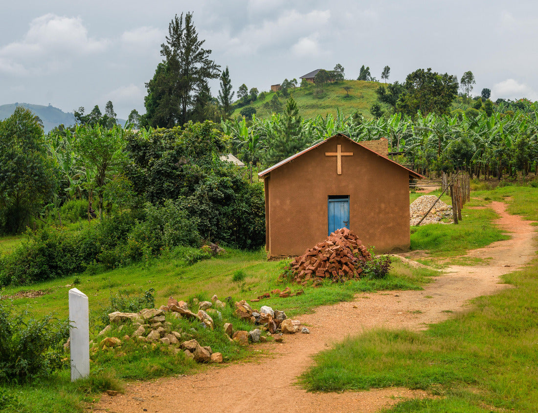 Noah Jigsaw Puzzle Little church christian in Africa, Uganda. Beautiful nature of Uganda in East-Africa with religious building catholic church 1000 pieces