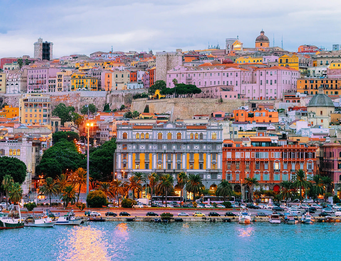 Noah Jigsaw Puzzle Evening cityscape with marina in the Mediterranean, Cagliari, Sardinia, Italy 1000 pieces