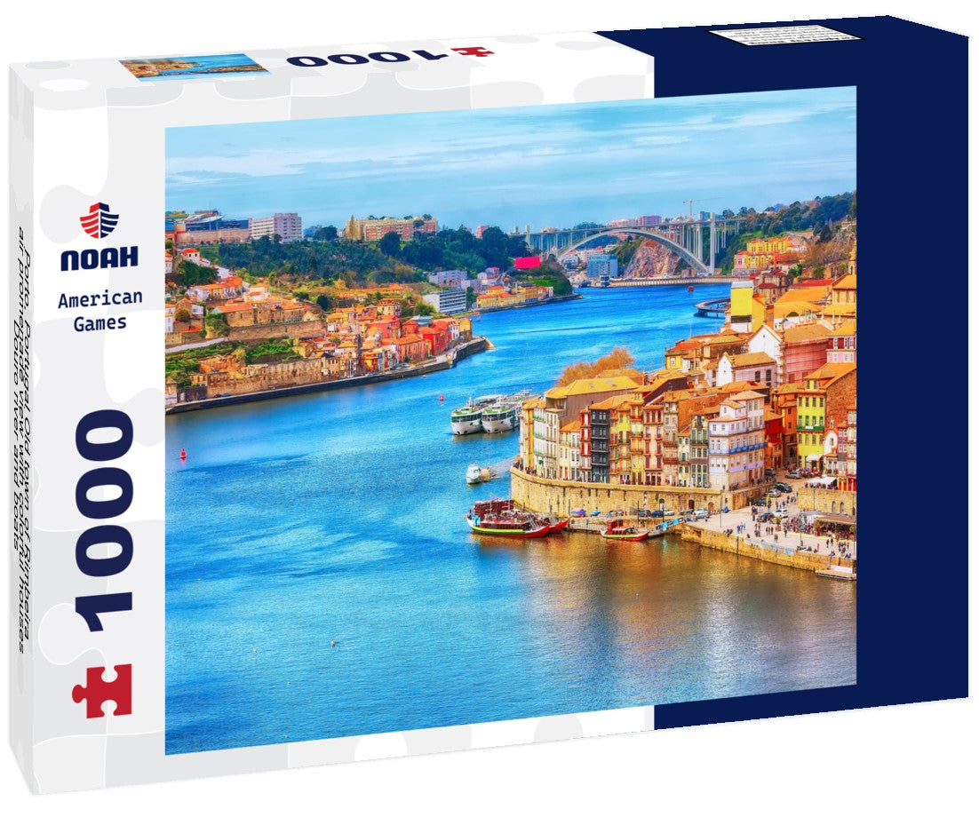 Noah Jigsaw Puzzle Porto, Portugal Old town of Rimbeira air promenade view with colorful houses, Douro river and boats 1000 pieces