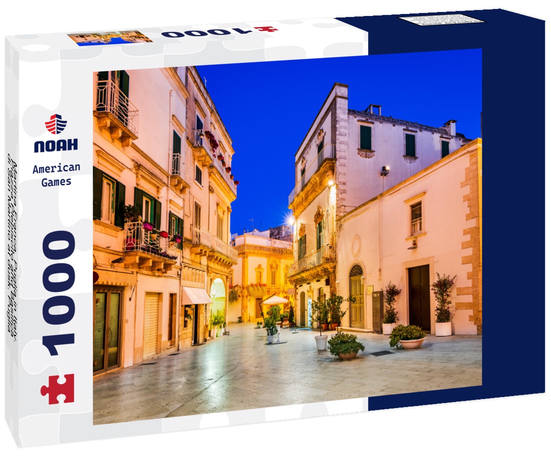 Noah Jigsaw Puzzle Martina Franca, Puglia in Italy. Piazza Plebiscito and Basilica di San Martino at dusk. Puglia, Bari region in Italy 1000 pieces