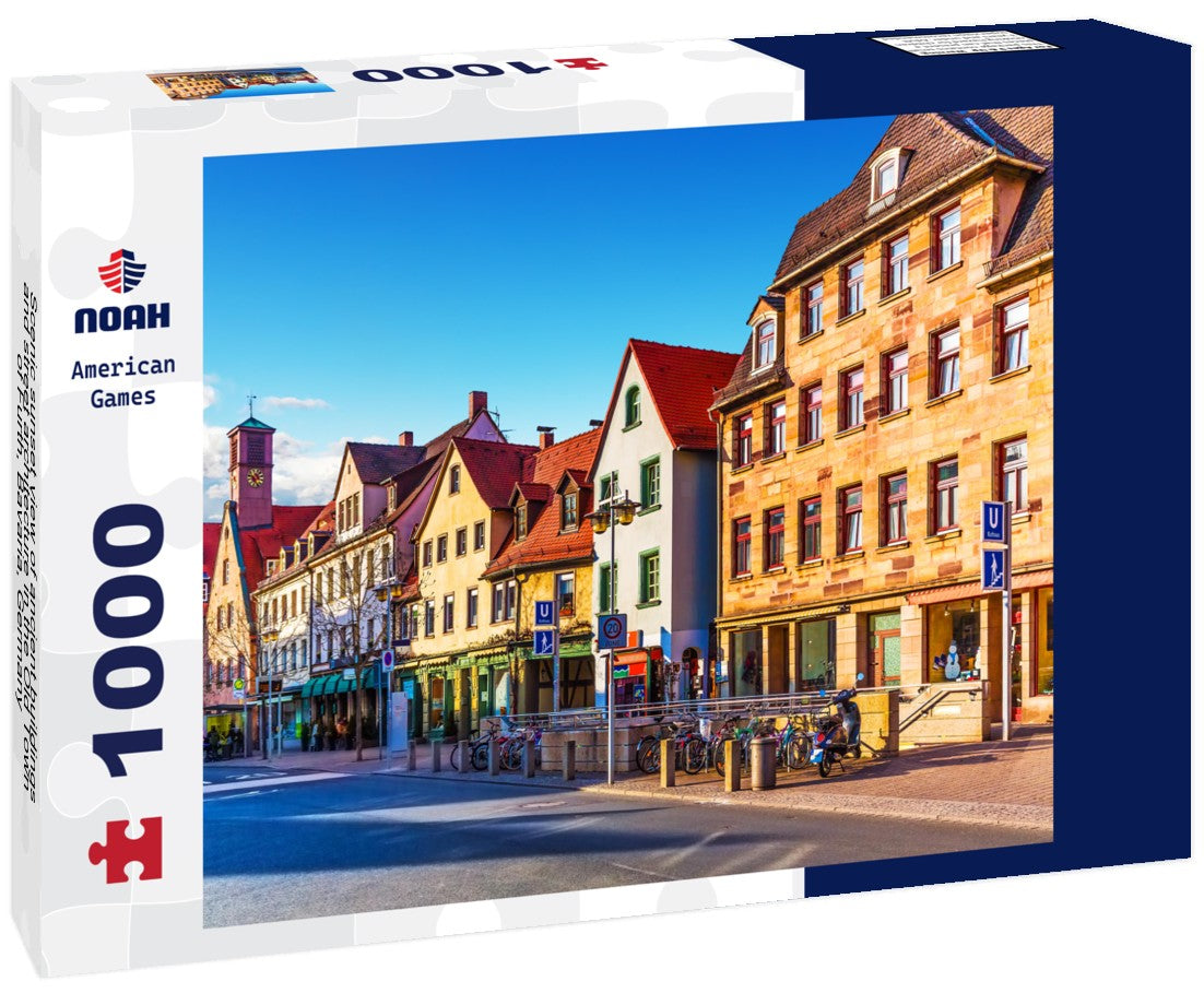 Noah Jigsaw Puzzle Scenic sunset view of ancient buildings and street architecture in the Old Town of Furth, Bavaria, Germany 1000 pieces