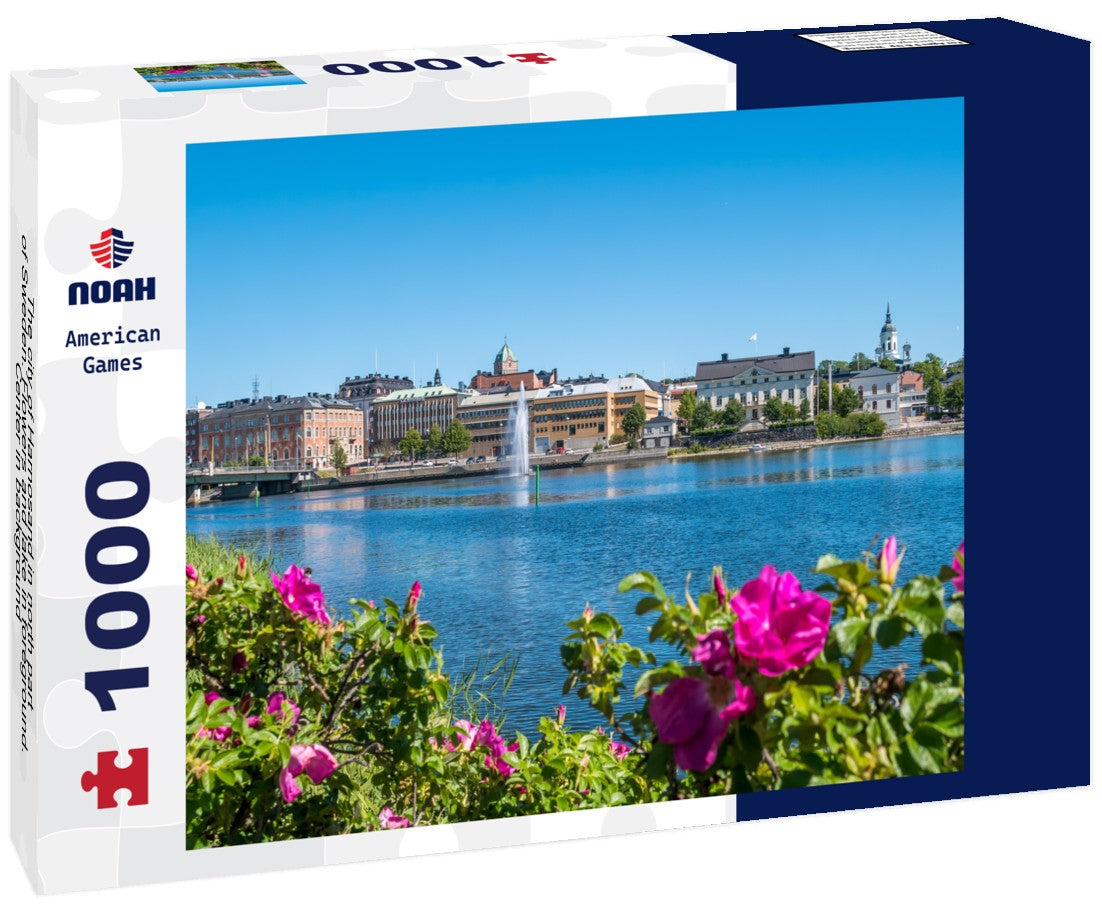 Noah Jigsaw Puzzle The city of Harnosand in north part of Sweden. Flowers and lake in foreground. Center in background 1000 pieces