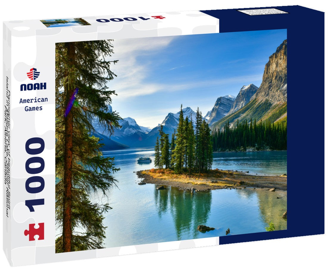 Noah Jigsaw Puzzle Panoramic view of beautiful Spirit Island in Maligne Lake, Jasper National Park, Alberta, Canada 1000 pieces