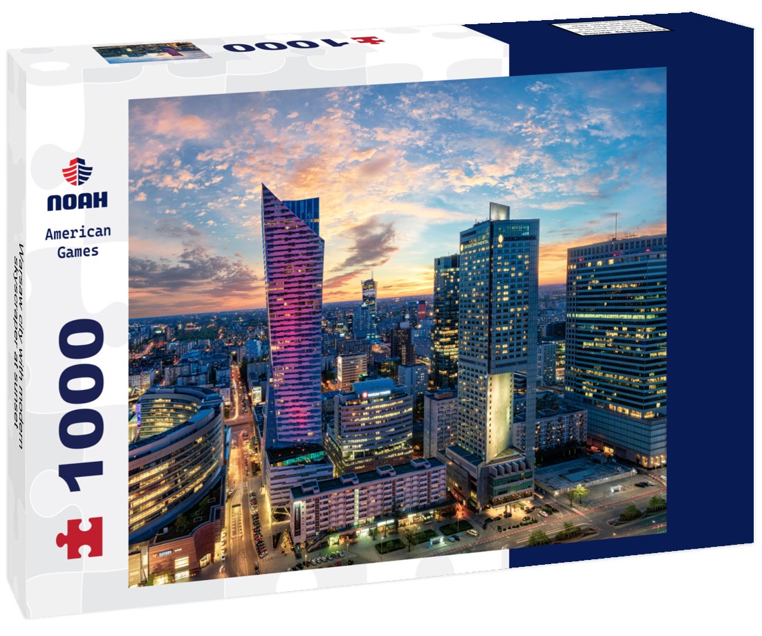 Noah Jigsaw Puzzle Warsaw city with modern skyscraper at sunset 1000 pieces