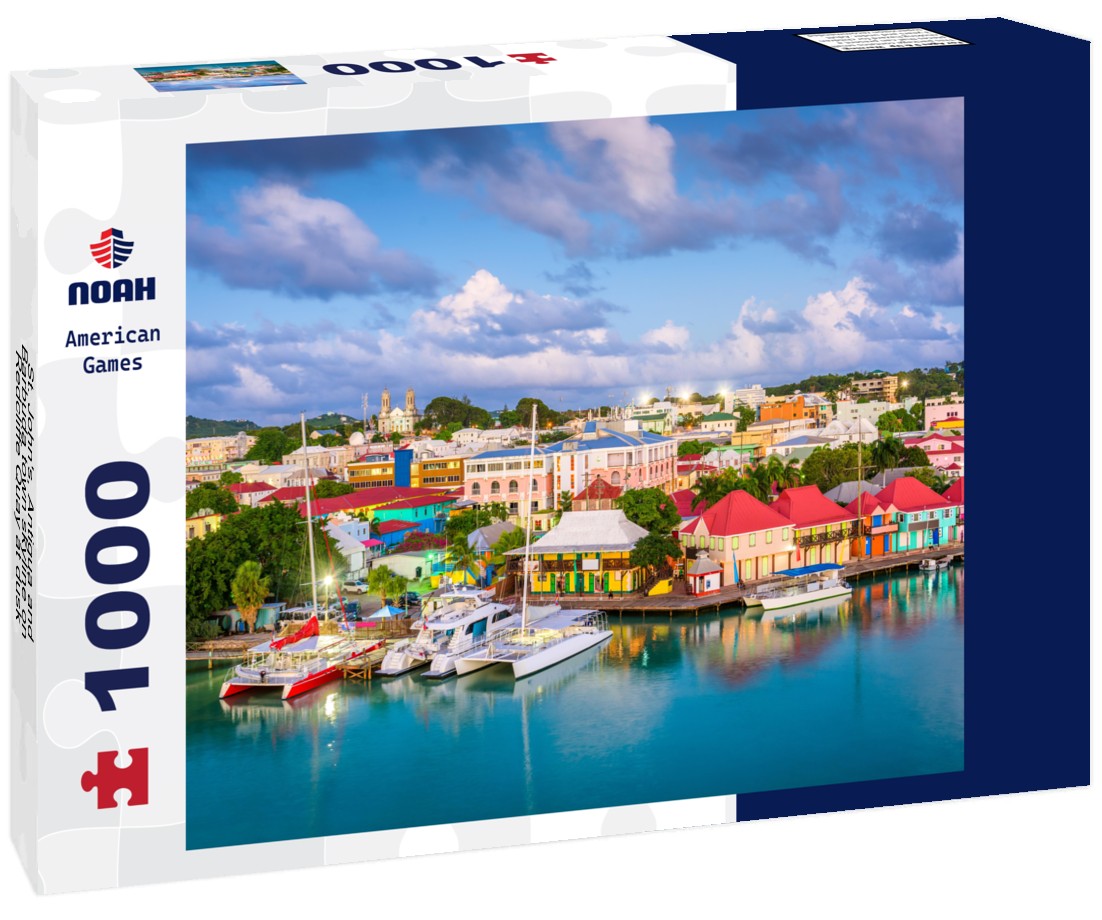 Noah Jigsaw Puzzle St. John's, Antigua and Barbuda town skyline on Redcliffe Quay at dusk 1000 pieces
