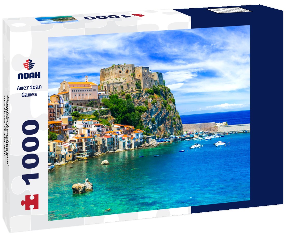 Noah Jigsaw Puzzle Beautiful beaches and towns of Calabria - medieval Scilla with old castle 1000 pieces
