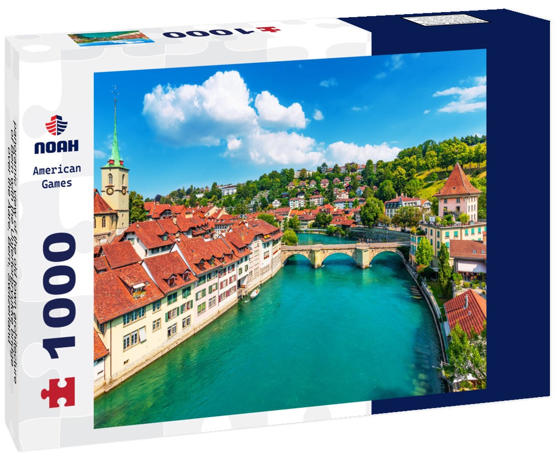 Noah Jigsaw Puzzle panoramic view of the old town architecture of Bern with the Untertorbryukke bridge over the Aare, Bern, Switzerland 1000 pieces