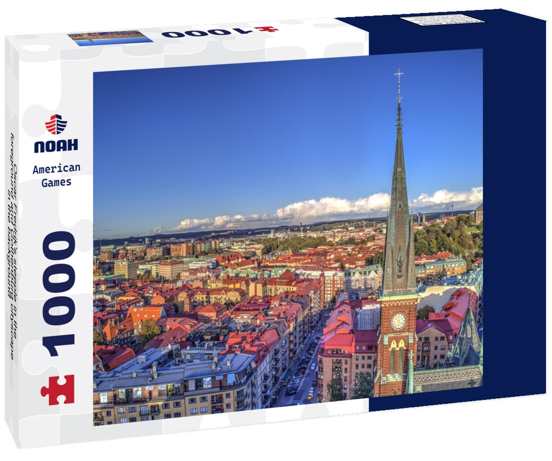 Noah Jigsaw Puzzle Oscar Fredrik's steeple in the foreground and Gothenburg cityscape in the background 1000 pieces