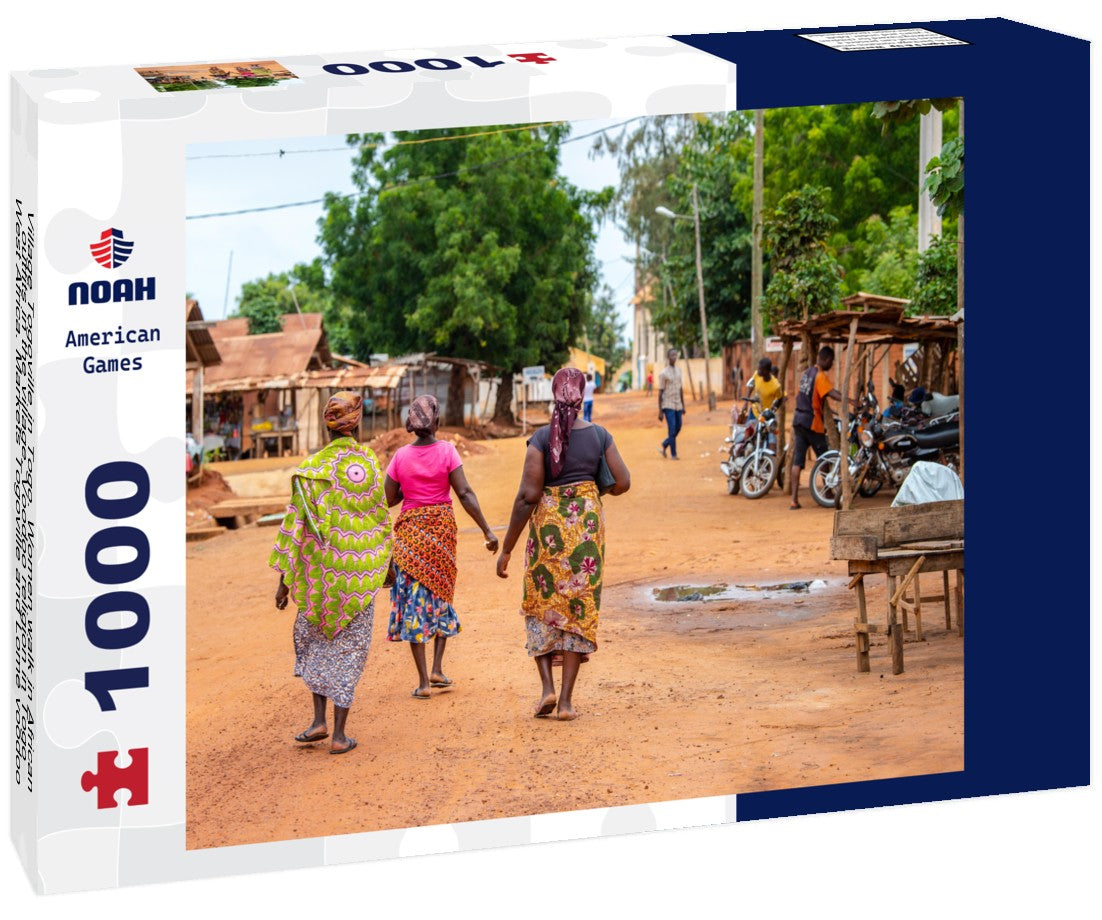 Noah Jigsaw Puzzle Village Togoville in Togo. Women walk in African outfits in the village. Voodoo religion in Togo, West Africa. Markets Togoville and Lomé voodoo 1000 pieces