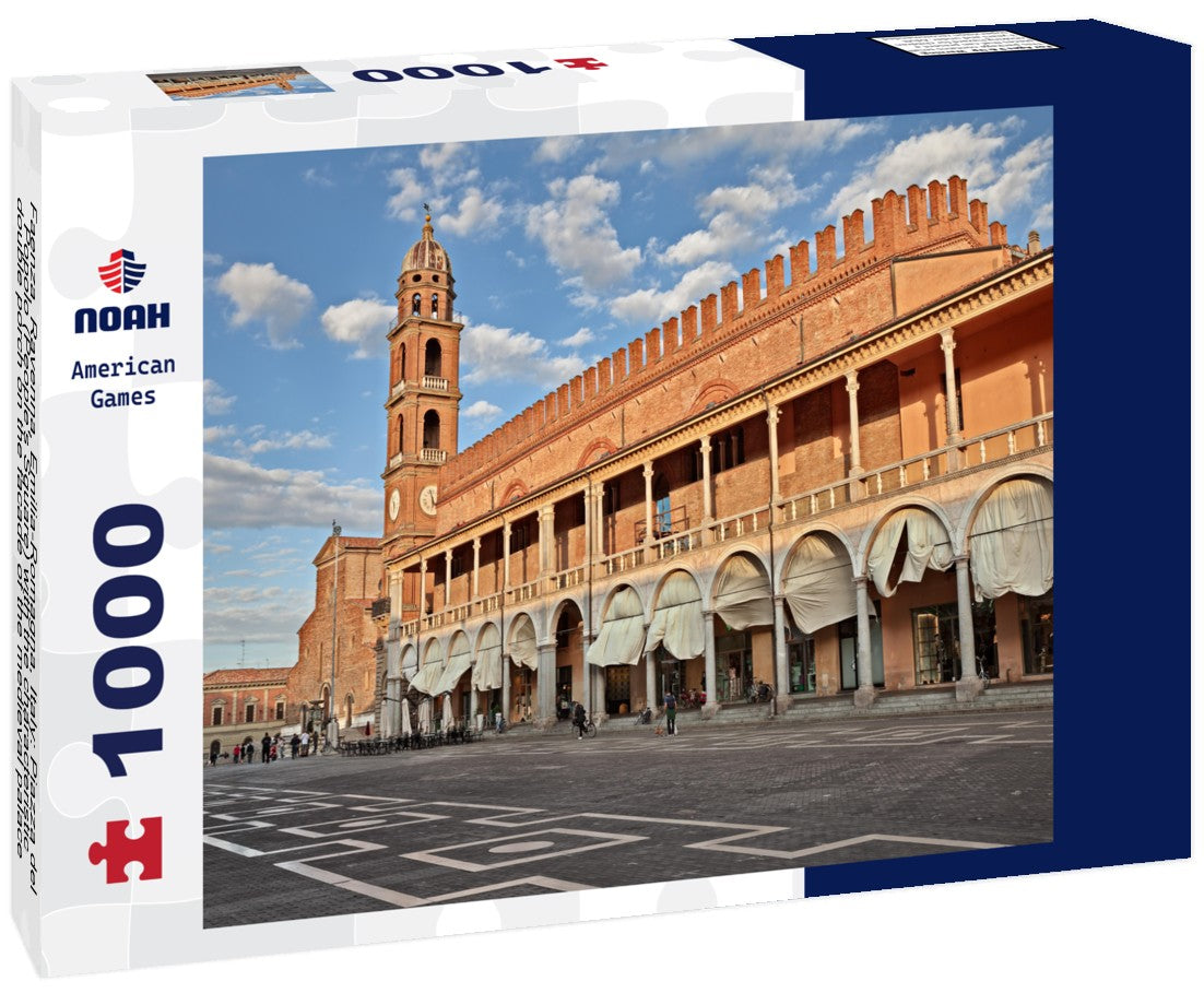 Noah Jigsaw Puzzle Faenza, Ravenna, Emilia-Romagna, Italy: Piazza del Popolo (People's Square) with the characteristic double porch on the facade of the medieval palace in the city famous for its artistic ceramics 1000 pieces