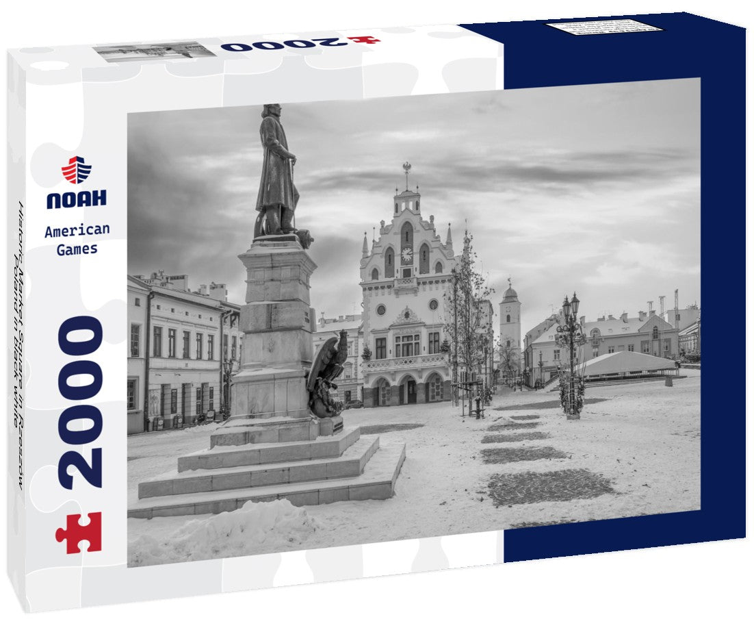 Noah Jigsaw Puzzle Historic Market Square in Rzeszów, Poland in black white 2000 pieces