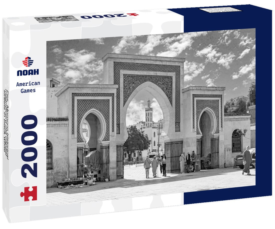 Noah Jigsaw Puzzle Fes, Morocco historical magnificent old capital streets in black white 2000 pieces