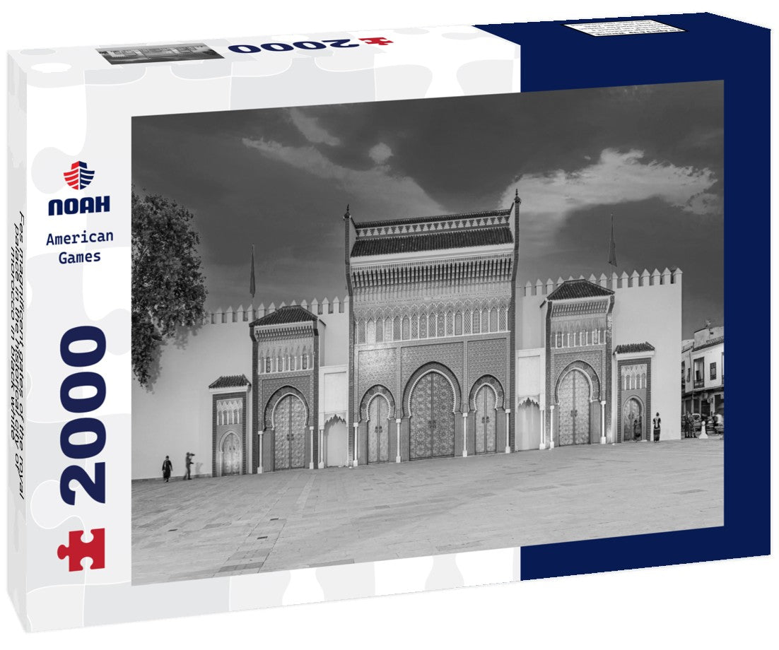 Noah Jigsaw Puzzle Fes magnificent gates of the royal palace in the historical city of morocco in black white 2000 pieces