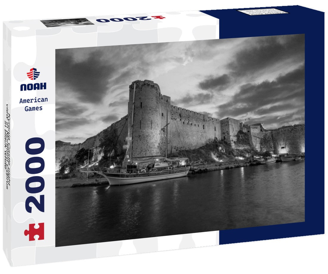 Noah Jigsaw Puzzle Kyrenia Castle night view in Northern Cyprus in black white 2000 pieces