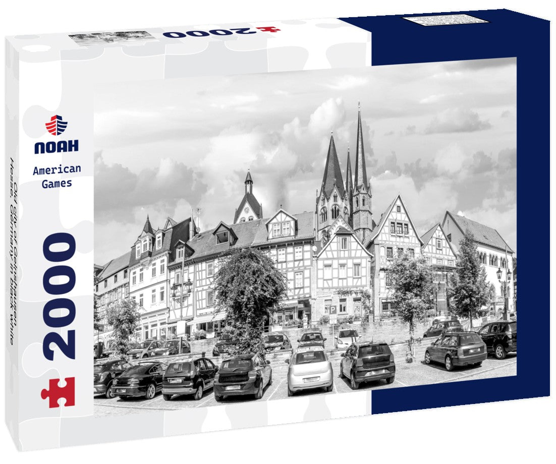 Noah Jigsaw Puzzle Old city of Gelnshausen, Hesse, Germany in black white 2000 pieces