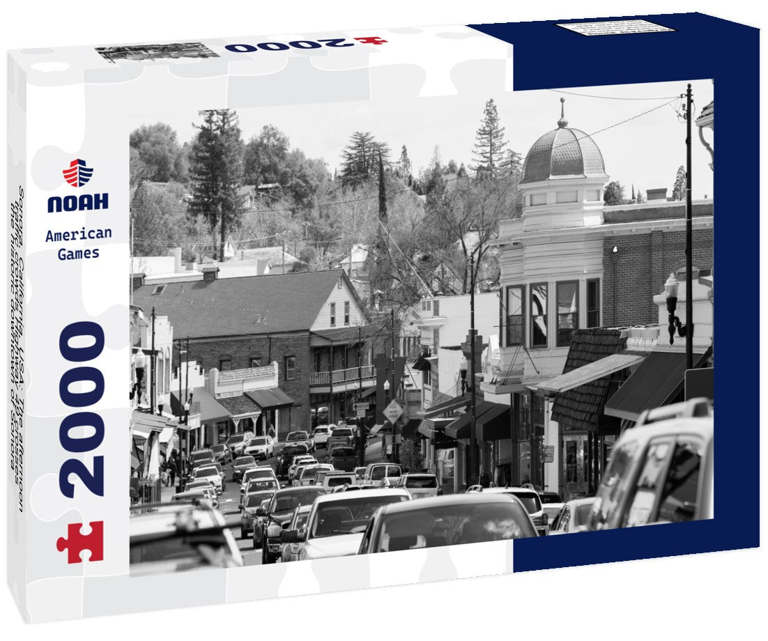 Noah Jigsaw Puzzle Sonora, California, USA: The afternoon traffic crowds Highway 49 crosses the historic downtown of Sonora in black white 2000 pieces